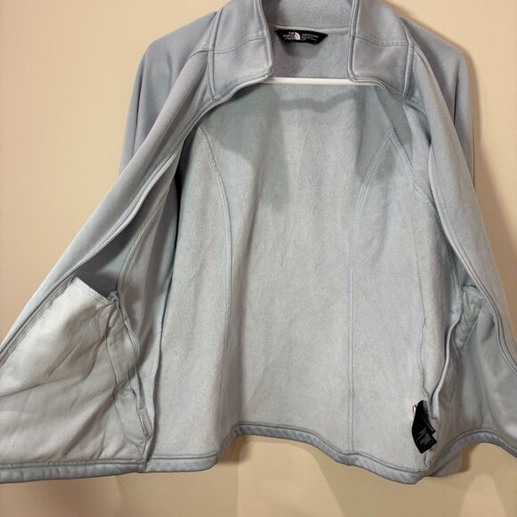 The North Face Jacket Women L Light Gray Blue Fleece Full Zip Hiking Pockets - Picture 5 of 10